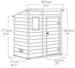 KETER MANOR PENT 6 x 4 záhradný domček, 183,5 x 111 x 200,5 cm 17199514