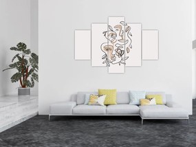 Obraz - Line art tváre (150x105 cm)