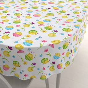 Biante Bavlnený oválny obrus Sandra SA-074 Žlté kuriatka 120x200 cm