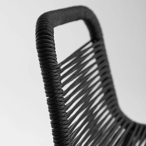 Čierna barová stolička s oceľovou konštrukciou Kave Home Glenville, výška 62 cm