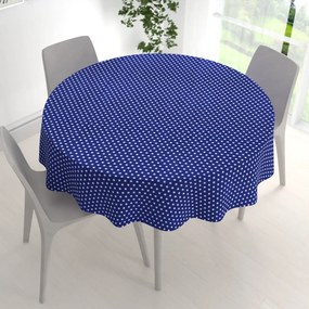 Biante Bavlnený okrúhly obrus Sandra SA-352 Biele hviezdičky na modrom Ø 130 cm