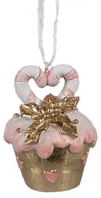Ružovo-zlatá vianočná ozdoba Cupcake - Ø 5*6 cm