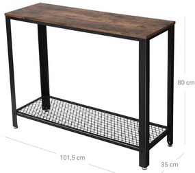 Jednoduchý konzolový stolík VASAGLE v industriálnom štýle LNT80X