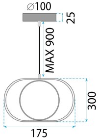 Toolight Toolight, LED závesné osvetlenie, 18W, 4000K, APP1555-CP, zlatá lesklá, OSW-05664