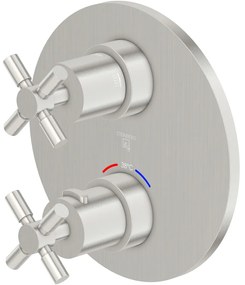 STEINBERG 250 termostat s podomietkovou inštaláciou, s uzatváracím a prepínacím ventilom, pre 2 výstupy, brúsený nikel, 25041333BN