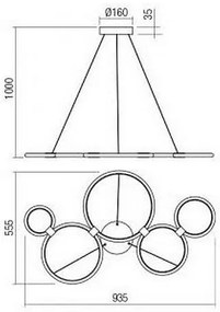 Redo 01-1742 - LED Luster na lanku RADIUS LED/45W/230V biela
