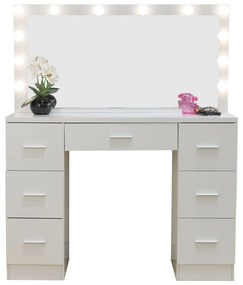 Veľký toaletný stolík biely s osvetlením 80 x 40 x 110cm