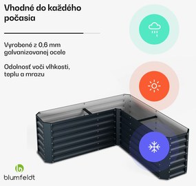 Blumfeldt High Grow vyvýšený záhon, tvar L, odolný voči poveternostným vplyvom, odolný voči korózii, robustný, 742 L