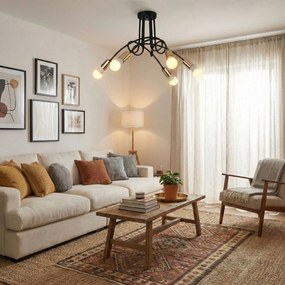 Toolight - Závesné svietidlo Paradise 5xE27 60W APP518-5C, čierna-zlatá, OSW-01102