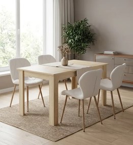 Set štyroch jedálenských stoličiek MANGO ekokoža biele / hnedé nohy (4 ks)