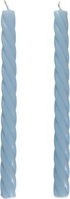 TWISTED Sada lesklých sviečok 2 ks 25,5 cm - sv. modrá