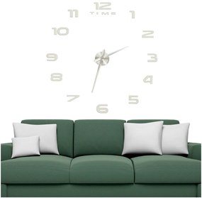 KIK Nástěnné hodiny velké 80-120cm stříbrné 12 číslic