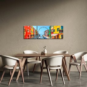 Obraz - Ostrov Burano, Benátky, Taliansko (s hodinami) (90x30 cm)
