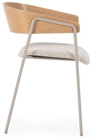 Svetlosivé/v prírodnej farbe čalúnené jedálenské kreslá v súprave s podrúčkami 2 ks Cora – MOME