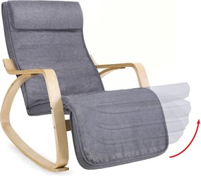Hojdacie kreslo, relaxačné kreslo, opierka nôh polohovateľná v 5 stupňoch, svetlo šedé