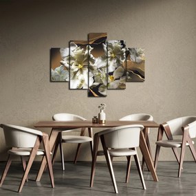 Obraz - Kvety orchideí na mramorovom pozadí (150x105 cm)