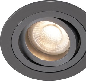 Sada 6 moderných zapustených bodových svetiel Gunmetal GU10 50 mm okrúhle, naklápacie - Rondoo