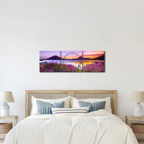 Obraz jazera (s hodinami) (90x30 cm)