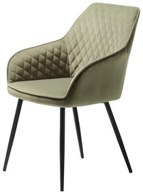 Khaki čalúnené jedálenské kreslo s podrúčkami Milton – Unique Furniture