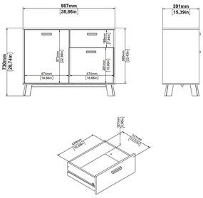 Biela/v prírodnej farbe komoda v dekore duba 99x73x39 cm Ikast – Tvilum