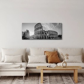 Obraz - Koloseum v Ríme, čiernobiele (120x50 cm)