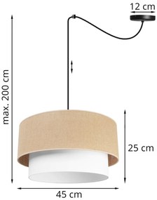 Závesné svietidlo Juta Spider, 1x jutové/biele textilné tienidlo, (výber z 2 farieb konštrukcie)