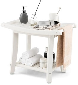 Sprchová lavica Vodotesná sprchová stolička so zakriveným sedadlom 60,5 x 34 x 48 cm biela