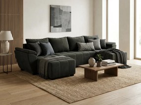 Rozkladacia sedacia súprava do U LIVARO 305x140 cm, tmavosivá