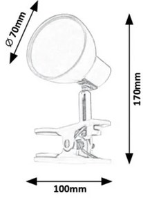 Rabalux NOAH LED lampička s klipom 5W | 360lm | 3000K - šedá
