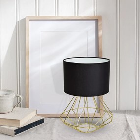 Stolná lampa Lupo, 1x čierne textilné tienidlo, g