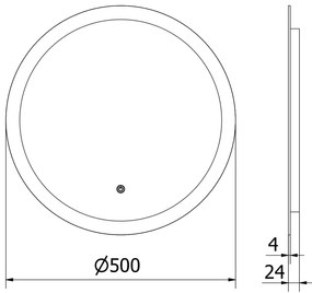 Mexen Oro, okrúhle LED podsvietené kúpeľňové zrkadlo 50 cm, 6000K, vykurovacia podložka proti zahmlievaniu, 9824-050-050-611-00