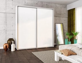 Šatníková skriňa s posuvnými dverami Peldon 205 (biela). Akcia -20%. Vlastná spoľahlivá doprava až k Vám domov. 1123953