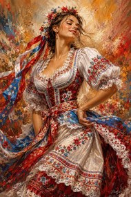 Folklór žena - Metalický obraz 60x40cm