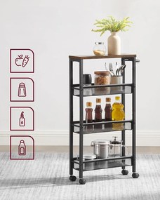 Pojazdný kuchynský vozík Vasagle Compi 77 cm čierny/hnedý