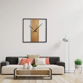 Dizajnové nástenné hodiny v kombinácií dreva a kovu 80 cm