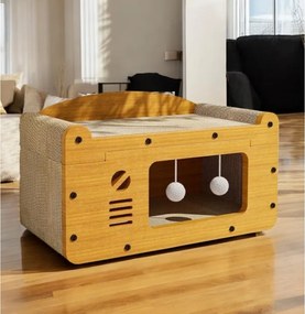 Mačací domček 3v1 KITZONE 56x30 cm, béžový