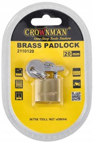 CROWNMAN 20mm mosadzný visiaci zámok s tromi náhradnými kľúčmi