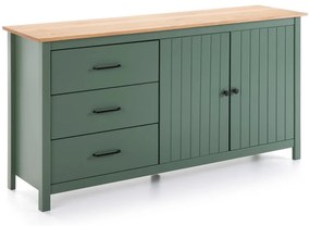 Zelená/v prírodnej farbe nízka komoda z borovicového dreva 150x80 cm Miranda – Marckeric