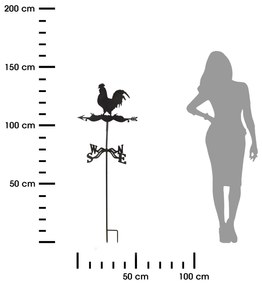 Zapichovací ukazovateľ vetra Rooster, 134x45 cm, kov, hnedá