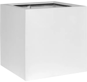 Kvetináč Fiberstone Block S biely matný 30x30x30 cm