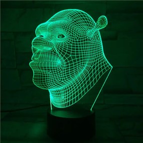 3Dmix 3DL-DRGB017 – 3D LED nočná lampa - Shrek (Dual RGB)