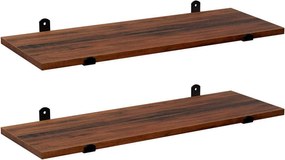 Súprava nástenných políc, sada 2 ks, 60 x 20 x 7 cm, hnedá a čierna