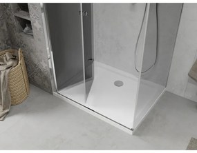 Mexen Lima, sprchový kút so skladacími dverami 70 (dvere) x 80 (stena) cm, 6mm šedé sklo, chrómový profil + slim sprchová vanička biela + chrómový sifón, 856-070-080-01-40-4010