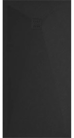 Mexen Stone+, obdĺžniková vanička z minerálneho kompozitu 180 x 90 cm, čierna, čierna krytka, 44709018-B