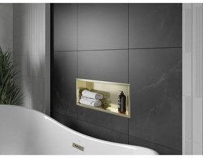 Mexen X-Wall-R, polička na zapustenie na obklad s golierom 60 x 20 cm, zlatá lesklá, 1950602010