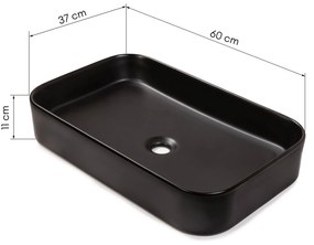 Umyvadlo na desku Carre 60 cm černé
