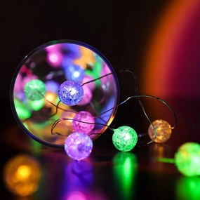 ACA Lighting LED dekoračná girlanda - RGB guličky, RGB farba, 200 cm, IP20, 2xAA