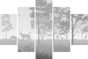 Obraz - Lúka s jeleňami (150x105 cm)