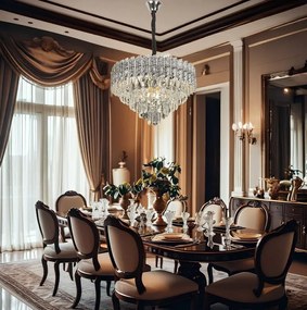 Toolight Toolight, krištáľové závesné svietidlo 50cm, 7xE14, G055-CP, chróm, OSW-08949