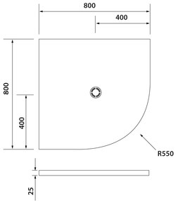 Polysan, FLEXIA sprchová vanička z liateho mramoru štvrťkruh, s možnosťou úpravy rozmeru, 80x80x2,5cm, R550, 91171